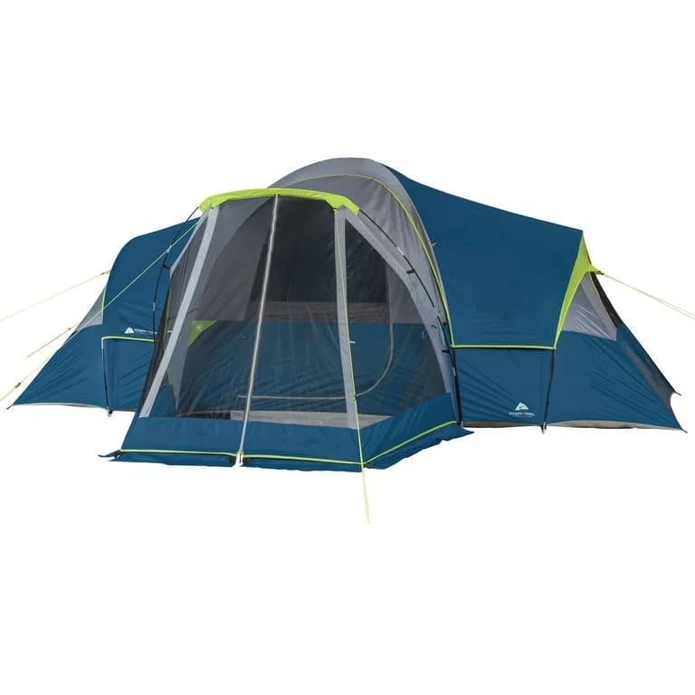 10-Person Family Camping Tent, with 3 Rooms and Screen Porch