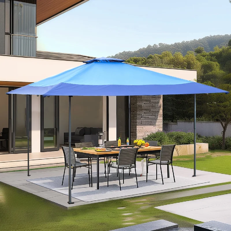 13' x 13' Outdoor Canopy Patio Gazebo Reinforced garden Pop-up Canopy Tentwith Elegant Corner Curtain - 13x13ft