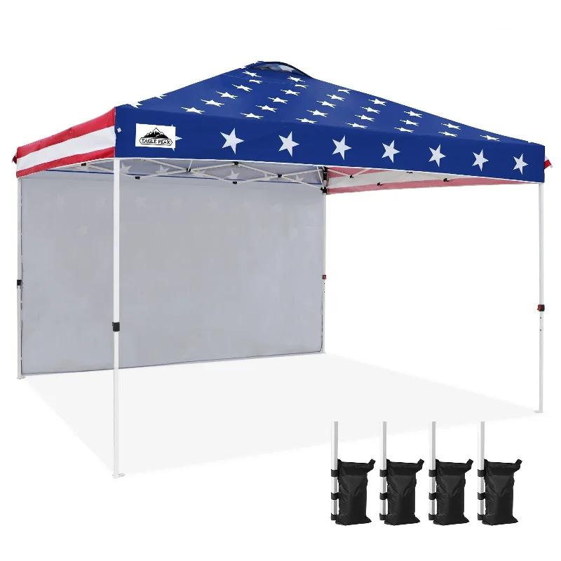 Commercial Pop up Canopy with 1 Sidewall, Heavy Duty Canopy Tent 12x12