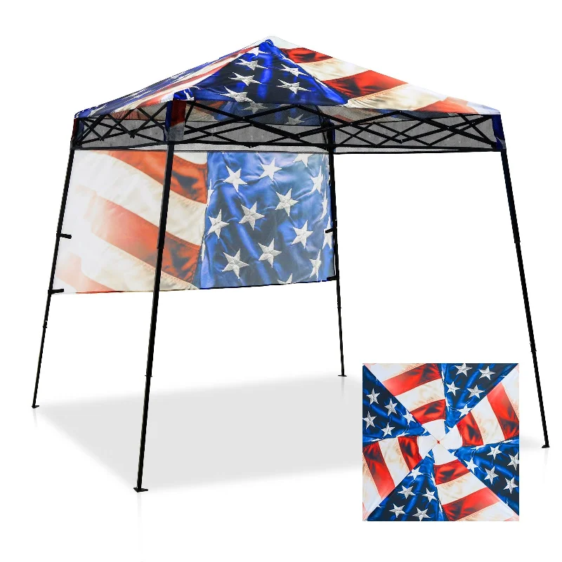 SHADE GRAPHiX Day Tripper 8x8 Pop Up Canopy Tent with Digital Printed Top, Stars and Stripes