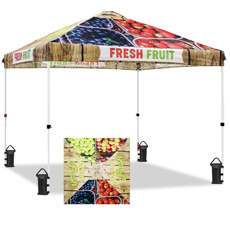 Eagle Peak SHADE GRAPHiX Easy Setup 10x10 Pop Up Canopy Tent with Digital Printed Fruit