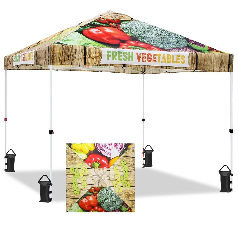 Eagle Peak SHADE GRAPHiX Easy Setup 10x10 Pop Up Canopy Tent with Digital Printed Vegetable