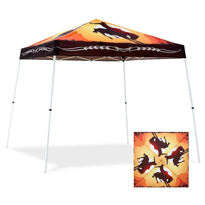 10x10 Slant Leg Pop-up Canopy Tent,10x10 Base 8x8 Top (Cowboy)