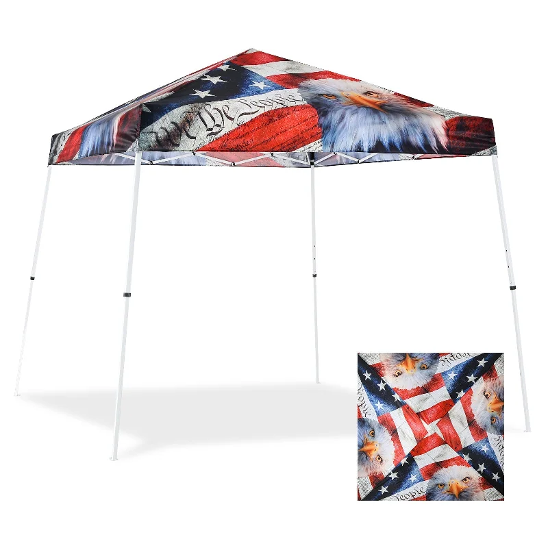 10x10 Slant Leg Pop-up Canopy Tent, 10x10 Base 8x8 Top (American Icon)