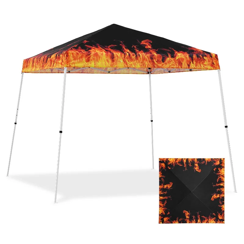 10x10 Slant Leg Pop-up Canopy Tent, 10x10 Base 8x8 Top (Flame)