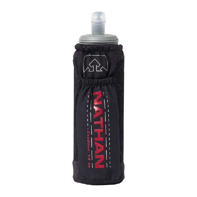 ExoShot 2.0 (14oz) Handheld Water Bottle - Black/Ribbon Red