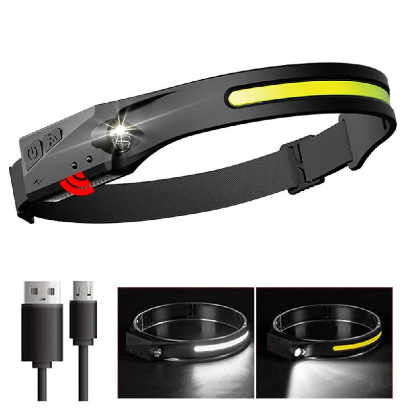 Head Lamp with Built-in Battery Flashlight USB Rechargeable Head Torch 5 Lighting Modes Head Light