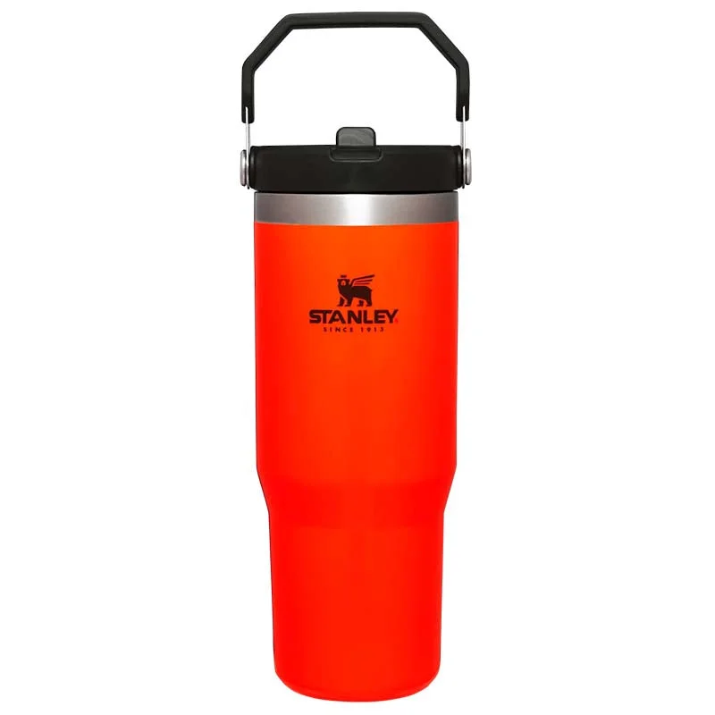 The 30oz IceFlow Flip Straw Tumbler in Blaze Orange