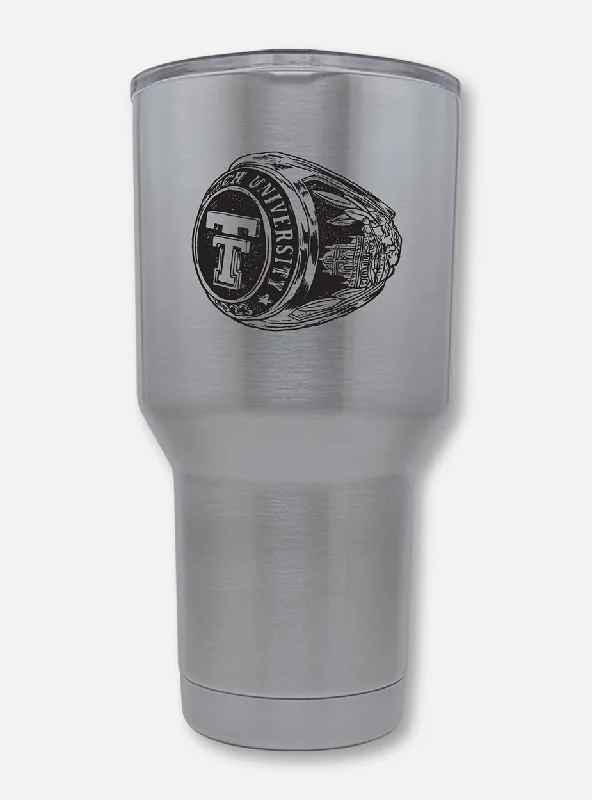 Texas Tech Double Walled Alumni "Ring" 30oz Silver Travel Tumbler