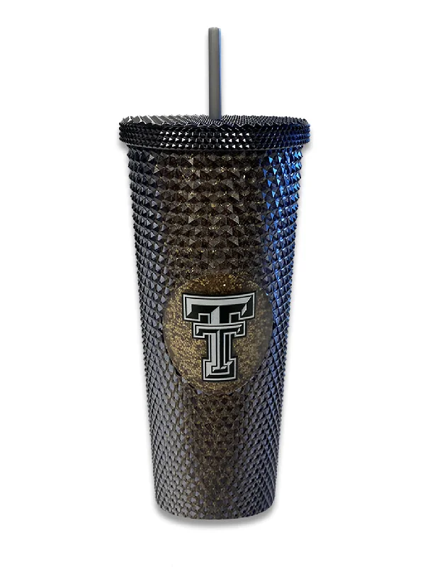 Texas Tech Geometric Cold Cup "Black Gold" Tumbler With Straw