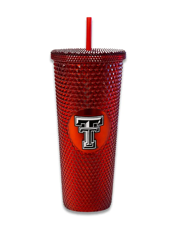 Texas Tech Geometric Cold Cup "Bling Red" Tumbler With Straw