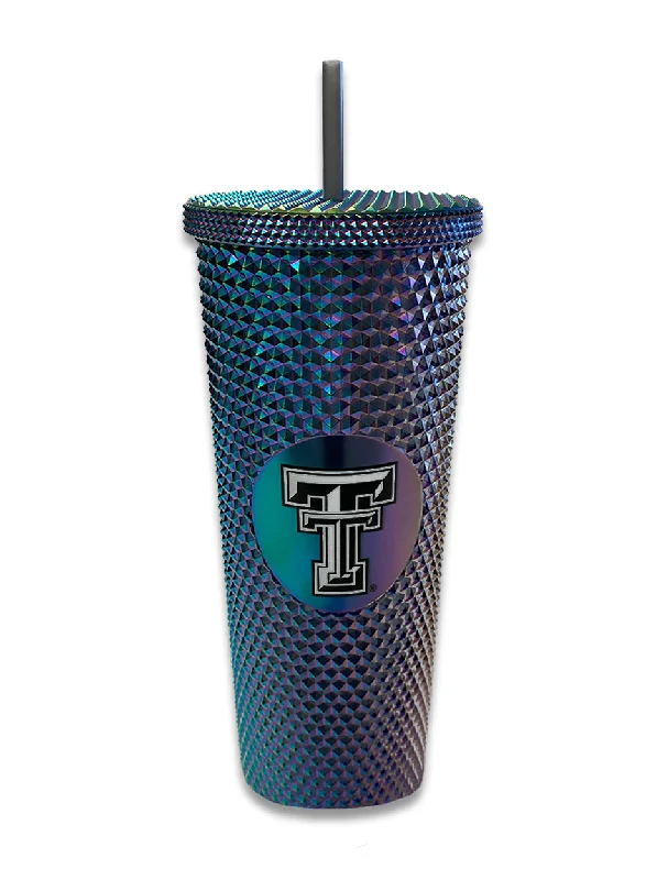 Texas Tech Geometric Cold Cup "Iridescent Purple" Tumbler With Straw