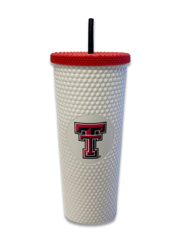 Texas Tech Geometric Cold Cup "Matte White" Tumbler With Straw