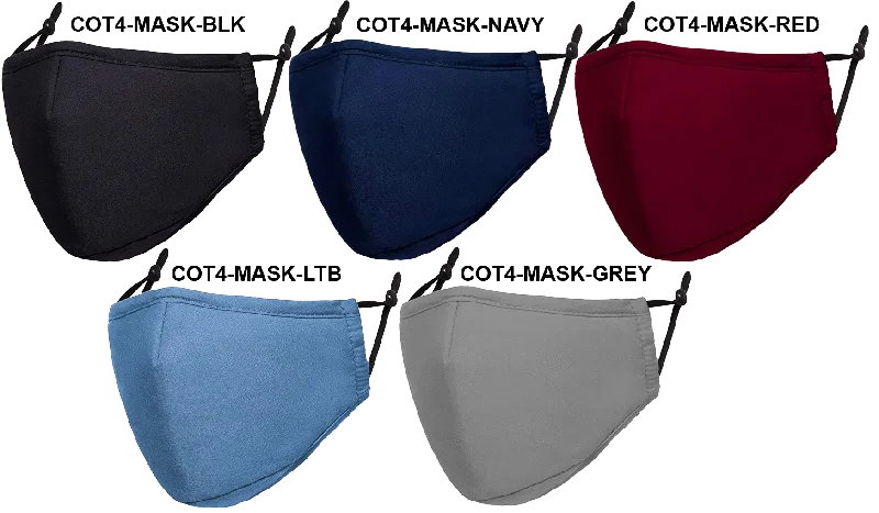 4-Ply Reusable Cotton Mask with Filter Pocket & Adjustable Ear Loops