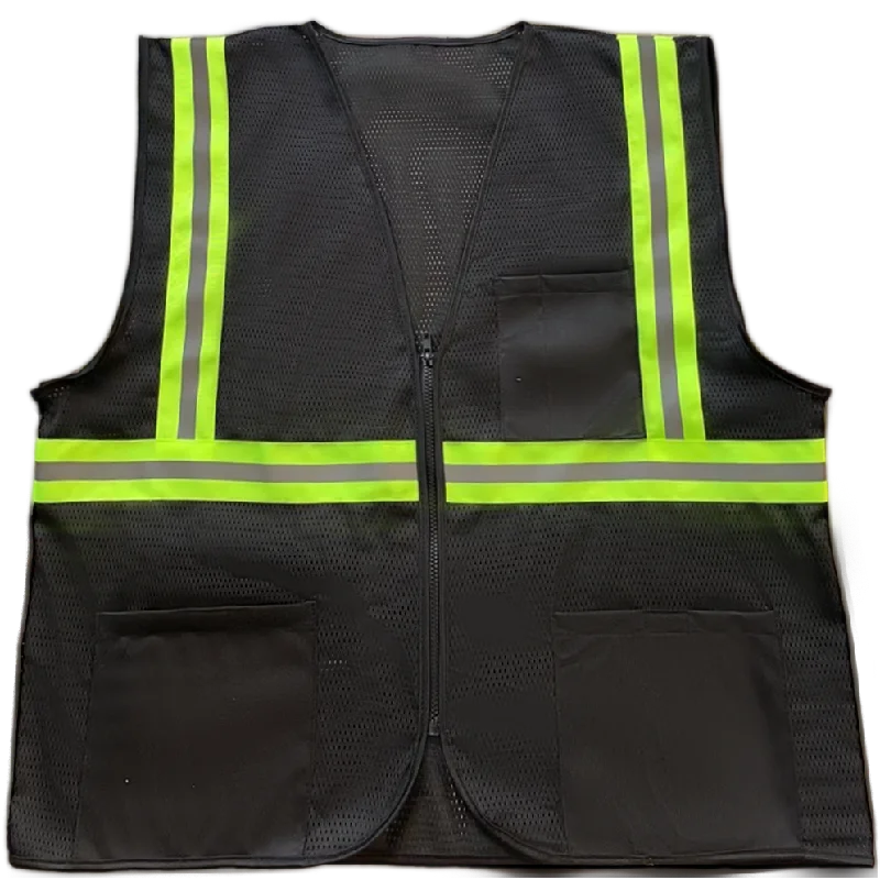 BKVM-S1 Enhanced Visibility Black Mesh Safety Vest With Lime Contrast Binding