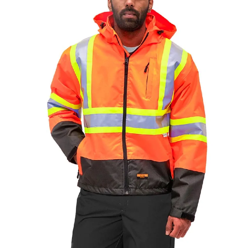 DuraDrive Men's Orange Waterproof Rain Jacket