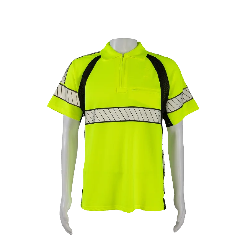 LPS2-LUX Deluxe Style High-Vis Lime /Black Two Tone Short Sleeve Polo-Shirt