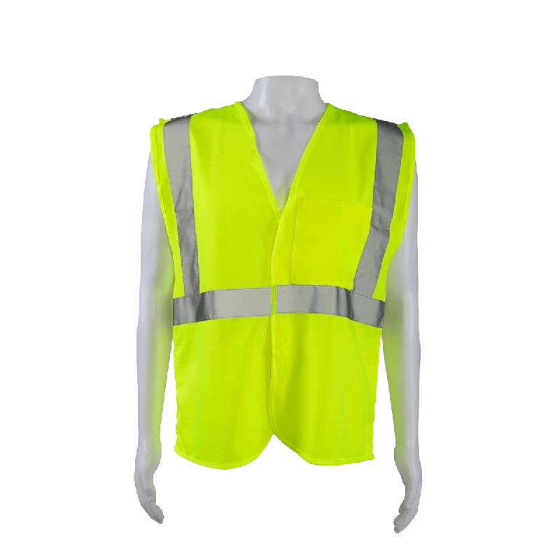 LV2-EC ANSI/ISEA 107-2020 CLASS 2 Economy Lime Solid Safety Vests Hook & Loop Closure