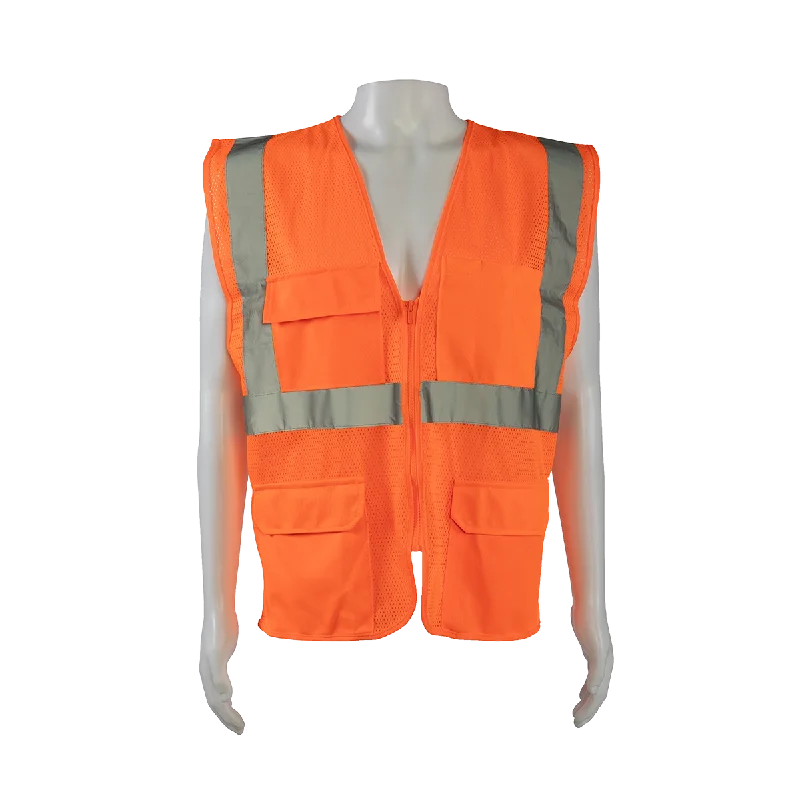 OVM24 ANSI CLASS II Orange Mesh 4-Pocket Safety Vests