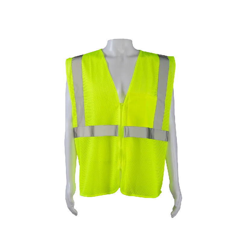 LVM2-CB0 ANSI/ISEA 107-2020 CLASS 2 LIME MESH Safety Vest Zipper Closure