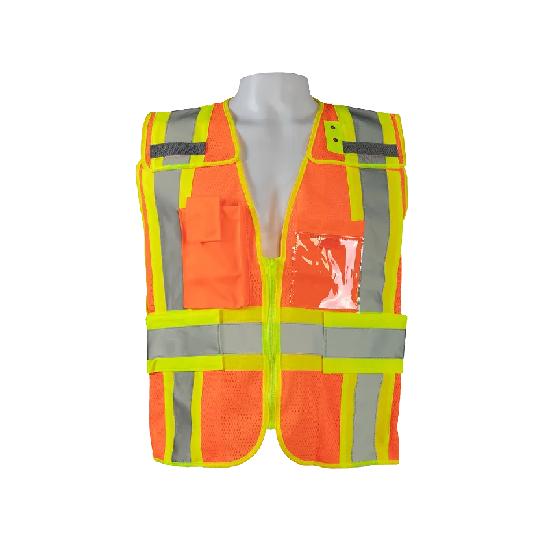 OVM2-PSV Orange Mesh/Lime Contrast Two Tone Expandable Breakaway Public Safety Vest