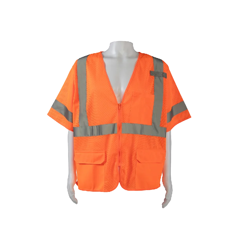 OVM3-Z ANSI 107-2020 Type R CLASS 3 Safety Vest, Orange Mesh Zipper Closure