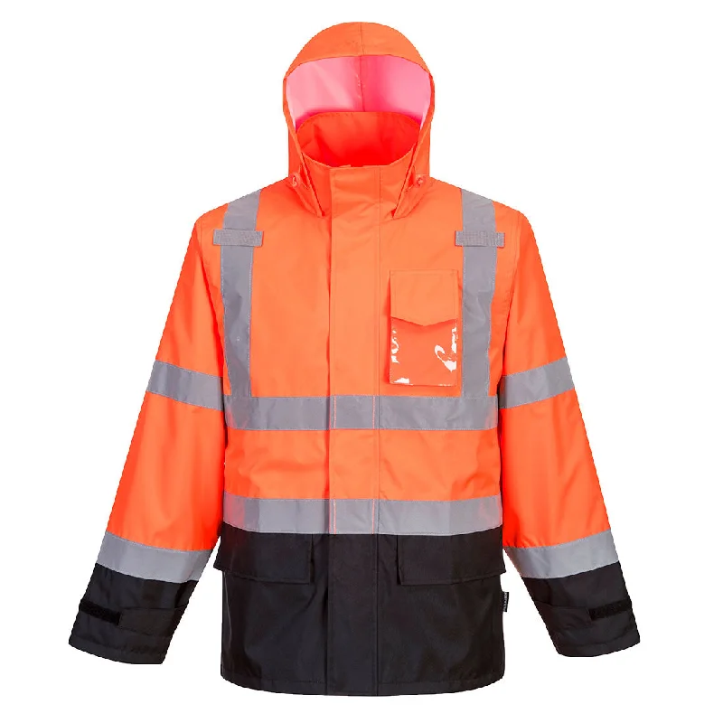 Portwest Hi-Viz Rain Jacket ORG/BLK #US366